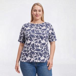 Plus Size Hasting & Smith Cuffed Elbow Sleeve Leaf Tropical Tee alternate view