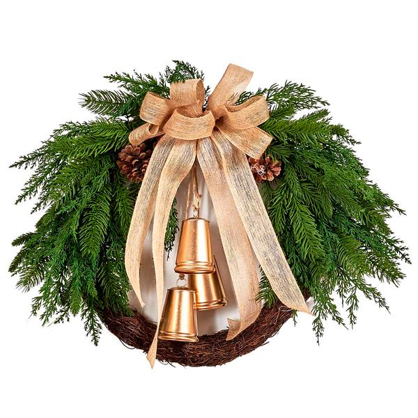 Ashley Cooper(tm) Cedar/Pine/Bell/Bow Half Wreath