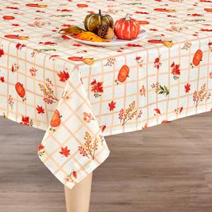 Willow & Hem Plaid Falling Pumpkin & Leaves Tablecloth