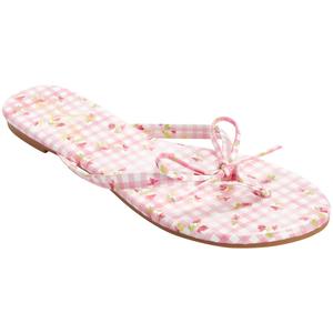 Womens Love 83 Floral Gingham Bow Flip Flops alternate view