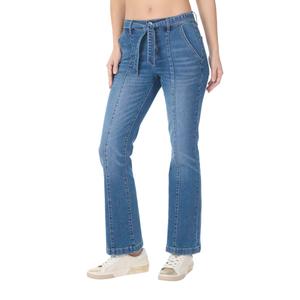Womens Nicole Miller High Rise Belted Bootcut Jeans