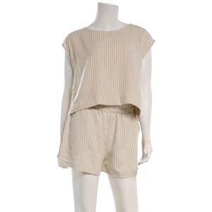 Juniors Hunter & Brown Linen Stripe Shorts Set alternate view
