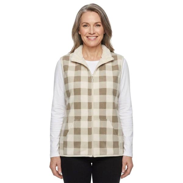 Womens Hasting & Smith Checkered Vest with Sherpa Trim
