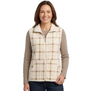 Petite Hasting & Smith Plaid Vest with Sherpa Trim - Fossil