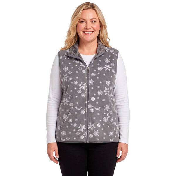 Plus Size Hasting & Smith Snowflakes Vest with Sherpa Trim