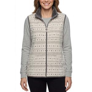 Womens Hasting & Smith Fair Isle Vest with Sherpa Trim- Silver