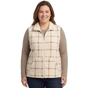 Plus Size Hasting & Smith Plaid Vest with Sherpa Trim - Fossil