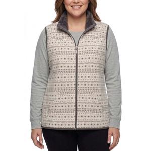 Plus Size Hasting & Smith Fair Isle Vest with Sherpa Trim- Silver