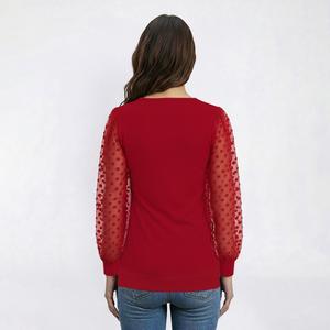 Womens Adrianna Papell Long Cuff Sleeve Big Clip Dot Sweater alternate view