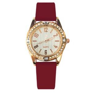 Womens Gold-Tone White Dial Leather Band Watch - 15491G-07-H15