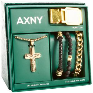 Mens Gentlemen's Classics(tm) Cross Necklace & Leather Bead Bracelet