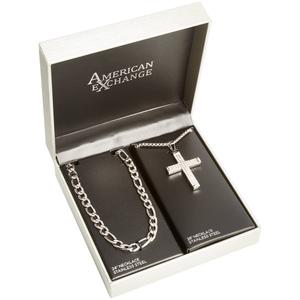 Mens Gentlemen's Classics(tm) Stainless Cross 2pc. Necklace Set