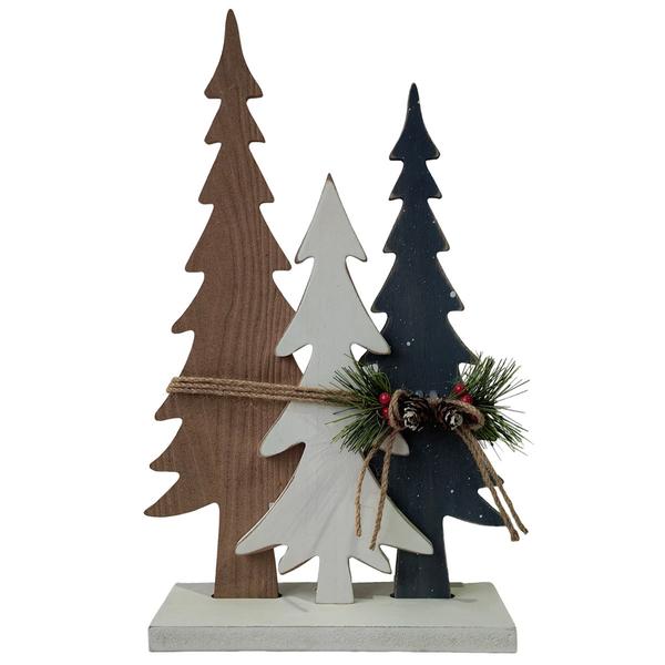 3 Trees Tabletop Decor with Bells/Berries/Greens