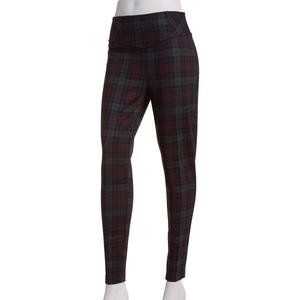 Womens Zac & Rachel Pull-On Plaid Skinny Leg Pants - Burgundy