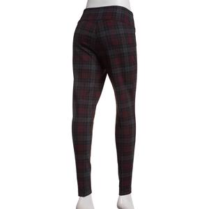 Womens Zac & Rachel Pull-On Plaid Skinny Leg Pants - Burgundy alternate view
