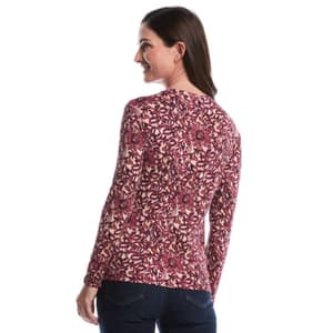 Womens Rafaella® Crew Neck Long Sleeve Floral Paisley Blouse