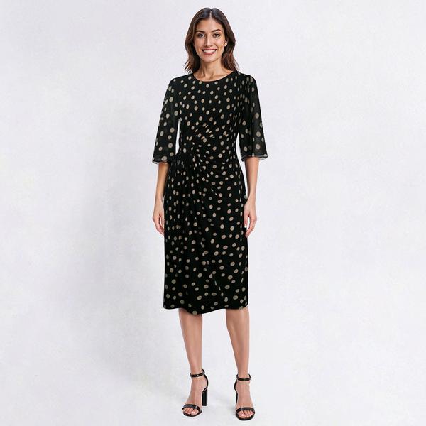 Womens Connected Apparel Elbow Sheer Sleeve Dot Sheath Dress