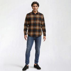 Mens Jackson Hole Long Sleeve Flannel Shirt - Rust/Navy alternate view