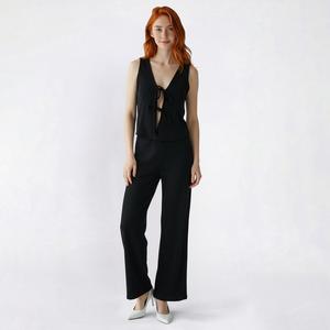Juniors Madden Girl Knit Dobby Vest Jumpsuit with Tie Front
