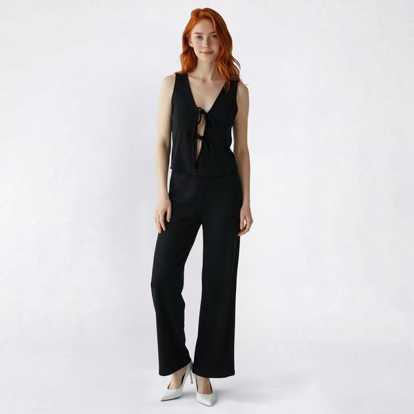 Juniors Madden Girl Knit Dobby Vest Jumpsuit with Tie Front alternate view