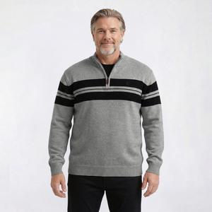 Mens Big & Tall Chaps 1/4 Zip Stripe Sweater alternate view