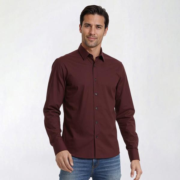 Mens Architect(R) Performance Regular Fit Dress Shirt-Dark Chestnut