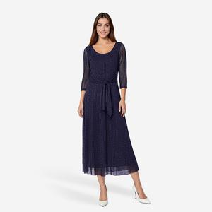 Petite Connected Apparel Glitter Mesh Tie Front Midi Dress