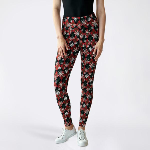 Juniors Derek Heart Red Snowflake Christmas High Rise Leggings alternate view