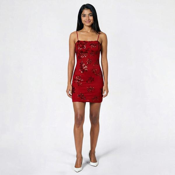 Juniors Emerald Sundae Floral Sequin Sheath Dress alternate view
