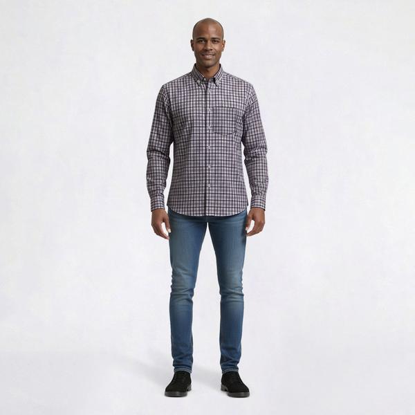Mens Preswick & Moore(R) Regular Fit Stretch Dress Shirt - Eggplant