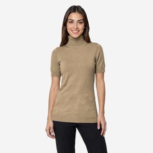 Womens Ninety Clothing Short Sleeve Solid Turtleneck Sweater alternate view
