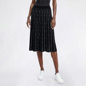 Womens Ninety Clothing Pull On Elastic Waist Stripe Midi Skirt alternate view