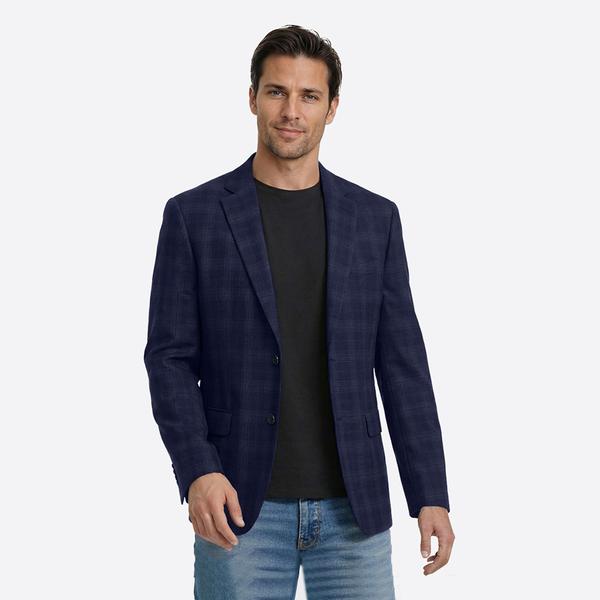 Mens Chaps Plaid Sport Coat - Navy/Brick