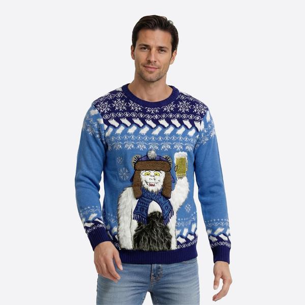 Mens Holiday Hype Yeti w/ Scarf Ugly Christmas Sweater
