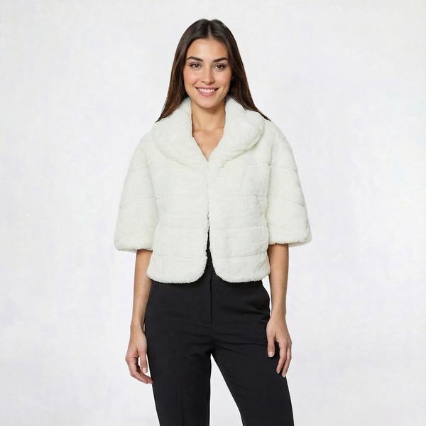 Womens Nina Leonard Collar Faux Fur Capelet alternate view