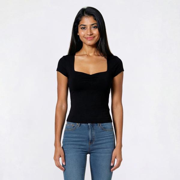Juniors Derek Heart Sweetheart Neck Cap Sleeve Top alternate view