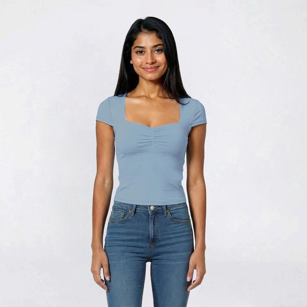Juniors Derek Heart Sweetheart Neck Cap Sleeve Top