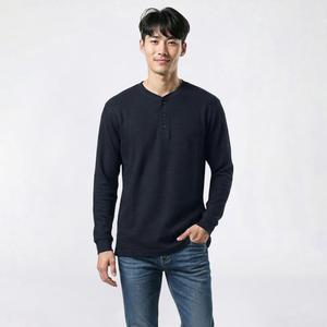 Young Mens Blue Ice Premium Clothing Long Sleeve Thermal Henley