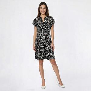 Womens Cocomo Flutter Sleeve Floral Pintuck Shift Dress
