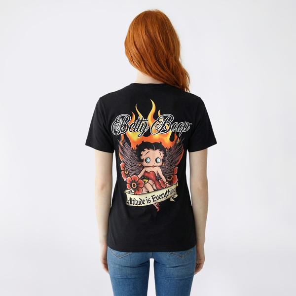 Juniors C-Life Betty Boop Attitude Short Sleeve Graphic Tee alternate view