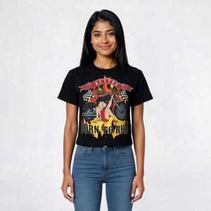 Juniors C-Life Betty Born To Rule Cropped Graphic Tee