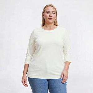 Plus Size Hasting & Smith 3/4 Sleeve Solid Round Neck Tee alternate view