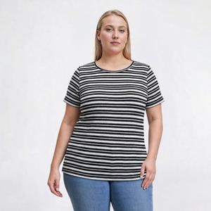 Plus Size Hasting & Smith Short Sleeve Stripe Round Neck Tee