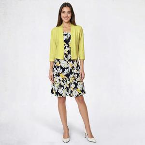 Petite Perceptions 3/4 Sleeve Texture Floral Jacket Dress