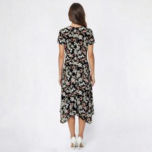 Petite Perceptions Short Sleeve Floral Side Drape Midi Dress alternate view