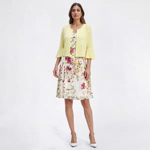 fit and flare dress with jacket SLEEVELESS FIT & FLARE DRESS WITH REMOVABLE JACKET BY LADIVINE J881 –  Bridal Hive