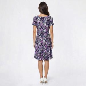 Womens Connected Apparel Short Sleeve Floral Pocket A-Line Dress alternate view