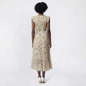 Womens Luxology Cap Ruffle Sleeve V Neck Floral Midi Dress alternate view