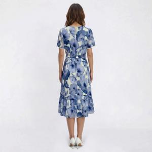 Womens Luxology Short Sleeve Floral A-Line Midi Dress alternate view