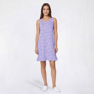 Womens Rene Rofe(R) Sleeveless Floral Crinkle Ruffle Nightgown